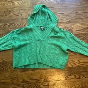 Free People Green V-Neck Sweater